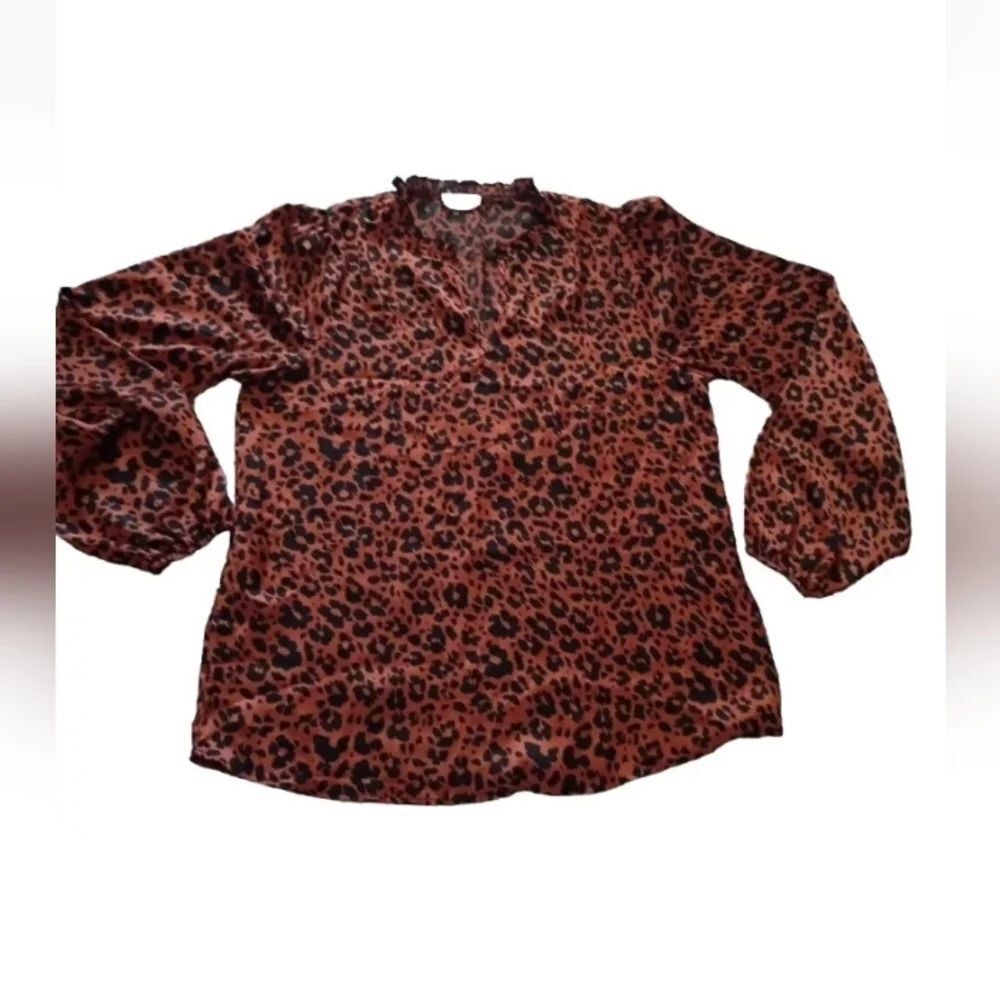 Emily Wonder Blouse Womens L  Brown Long Sleeves  Top Style 19588-2